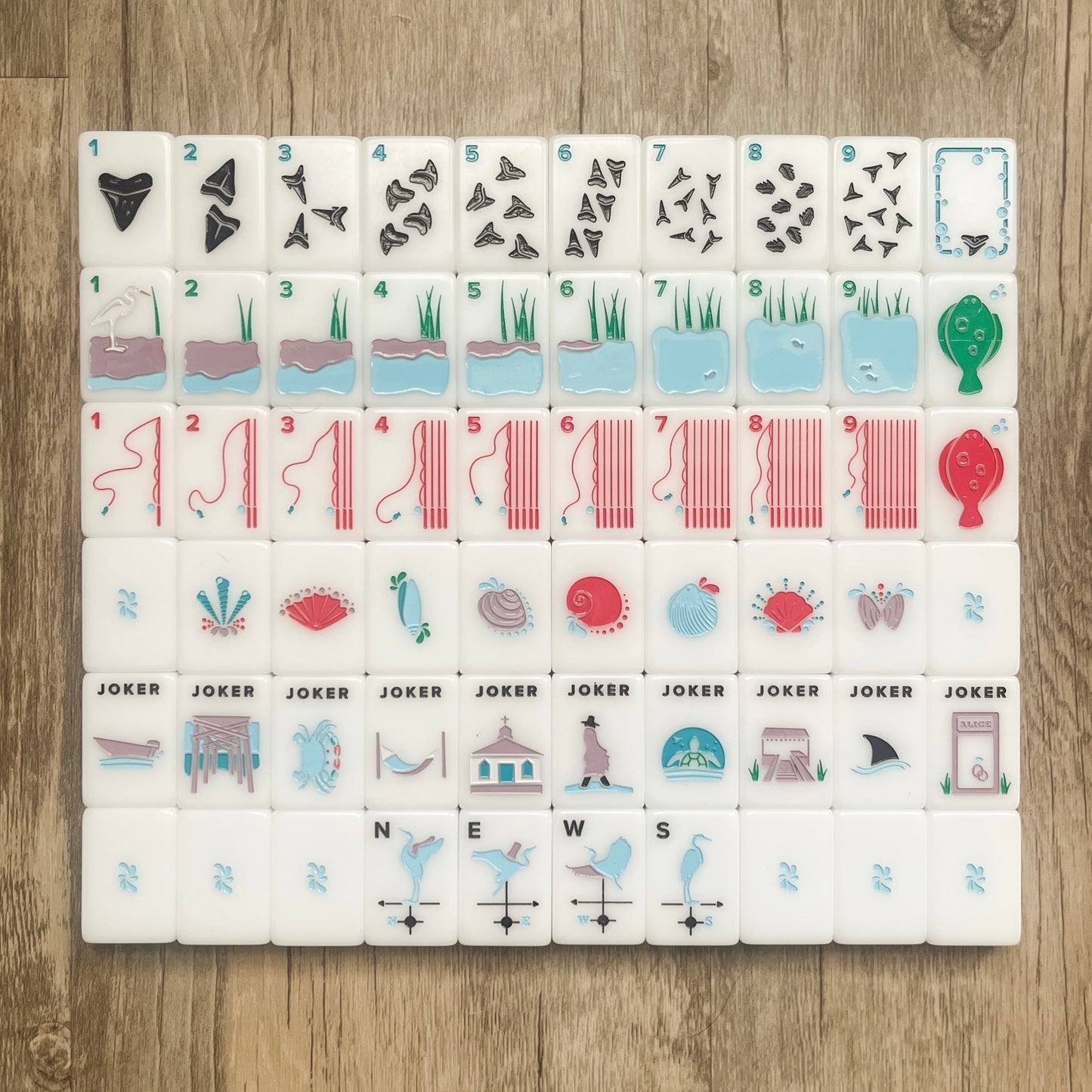 Image of all tile designs for Pawleys Island Mahjong